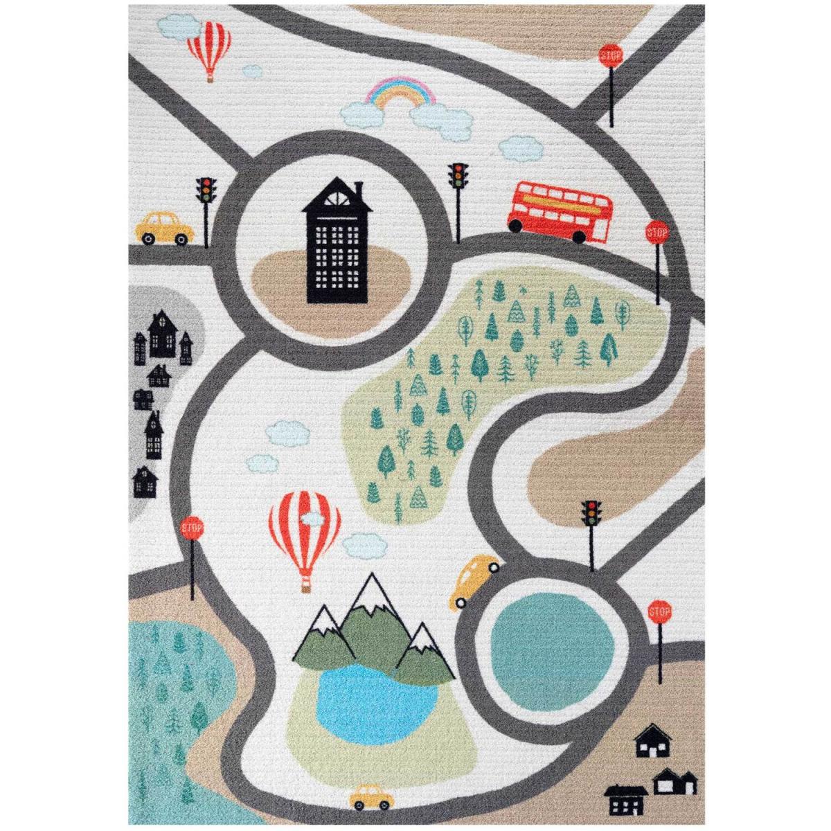 Kids Roads City Play Mat Soft Non Slip Washable Bedroom Rug - Multicolour / 190 x 130cm – image 2