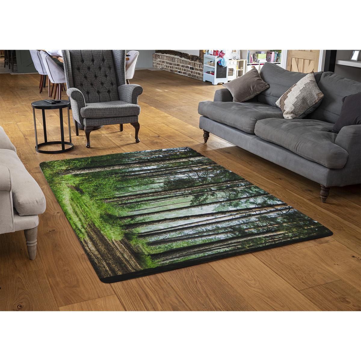 Beautiful Summer Forest With Different Trees Designer Rug - Green / 150cm – image 2