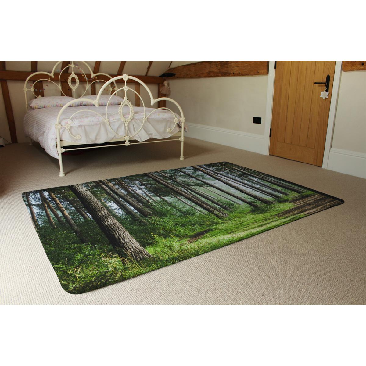 Beautiful Summer Forest With Different Trees Designer Rug - Green / 150cm – image 3