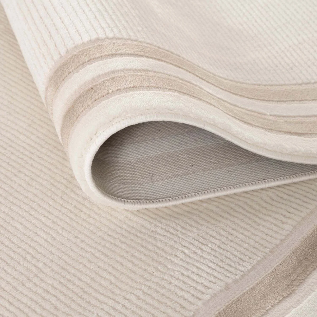 The Rugs Carmel Bordered Textured Runner - Cream-Beige โ image 4