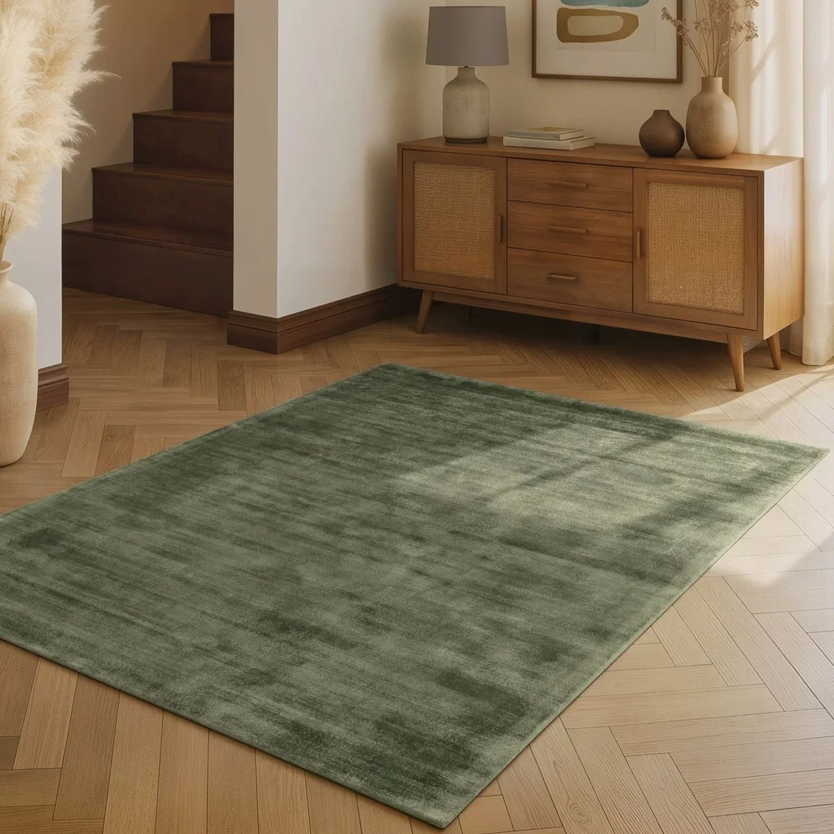 Hanse Home Vikosa Jane Viscose Plain Rug Green - Green / 150.0cm / 80.0cm – image 6