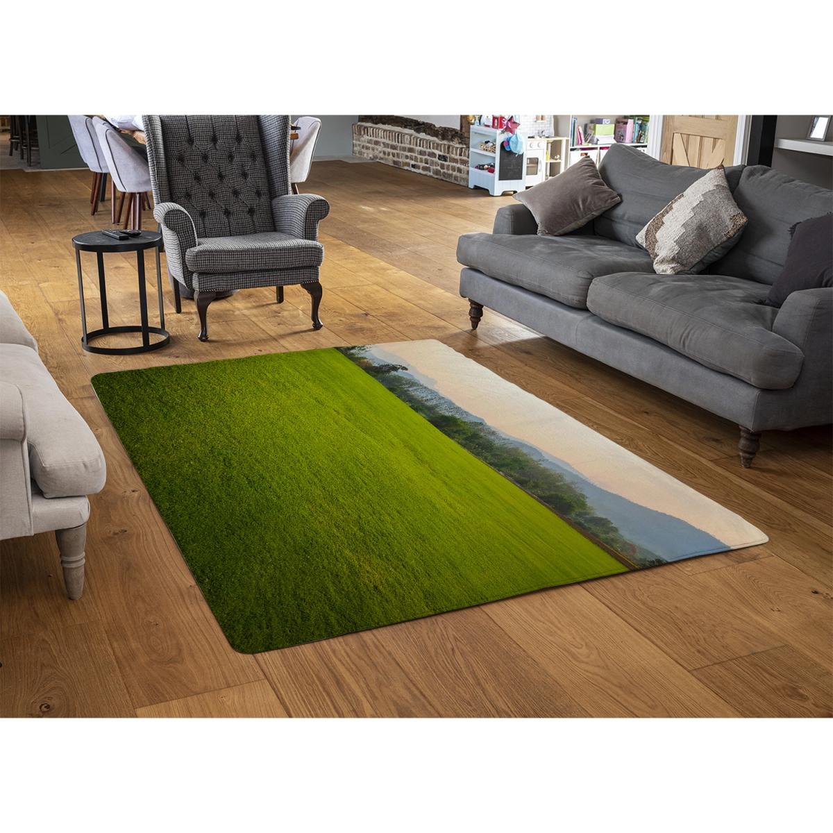 Image Of Lush Grass Field Designer Rug - Green / 200cm – image 2