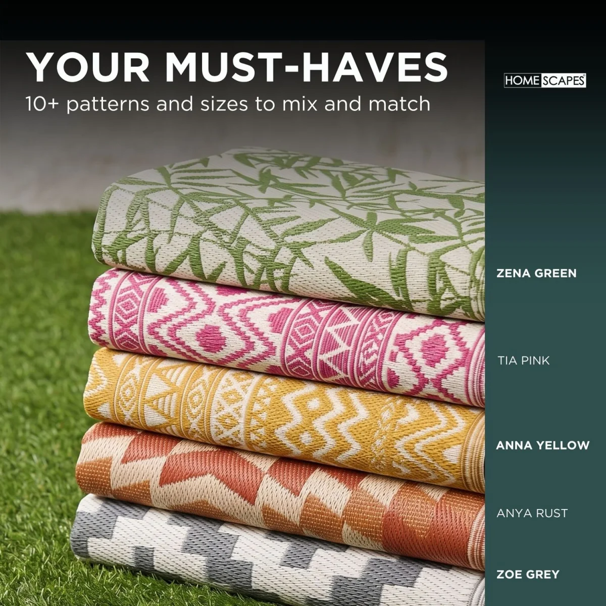 Homescapes Outdoor Rug Luxury Waterproof Reversible, Green Ada Botanical - Green / 300cm – image 3