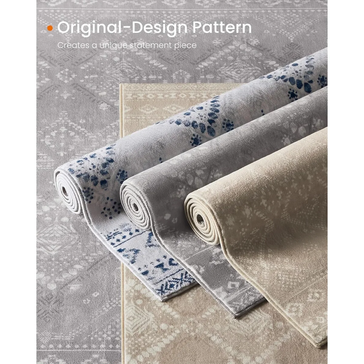 Boho Washable Area Rug Non Slip, Blue - Midnight Blue – image 4
