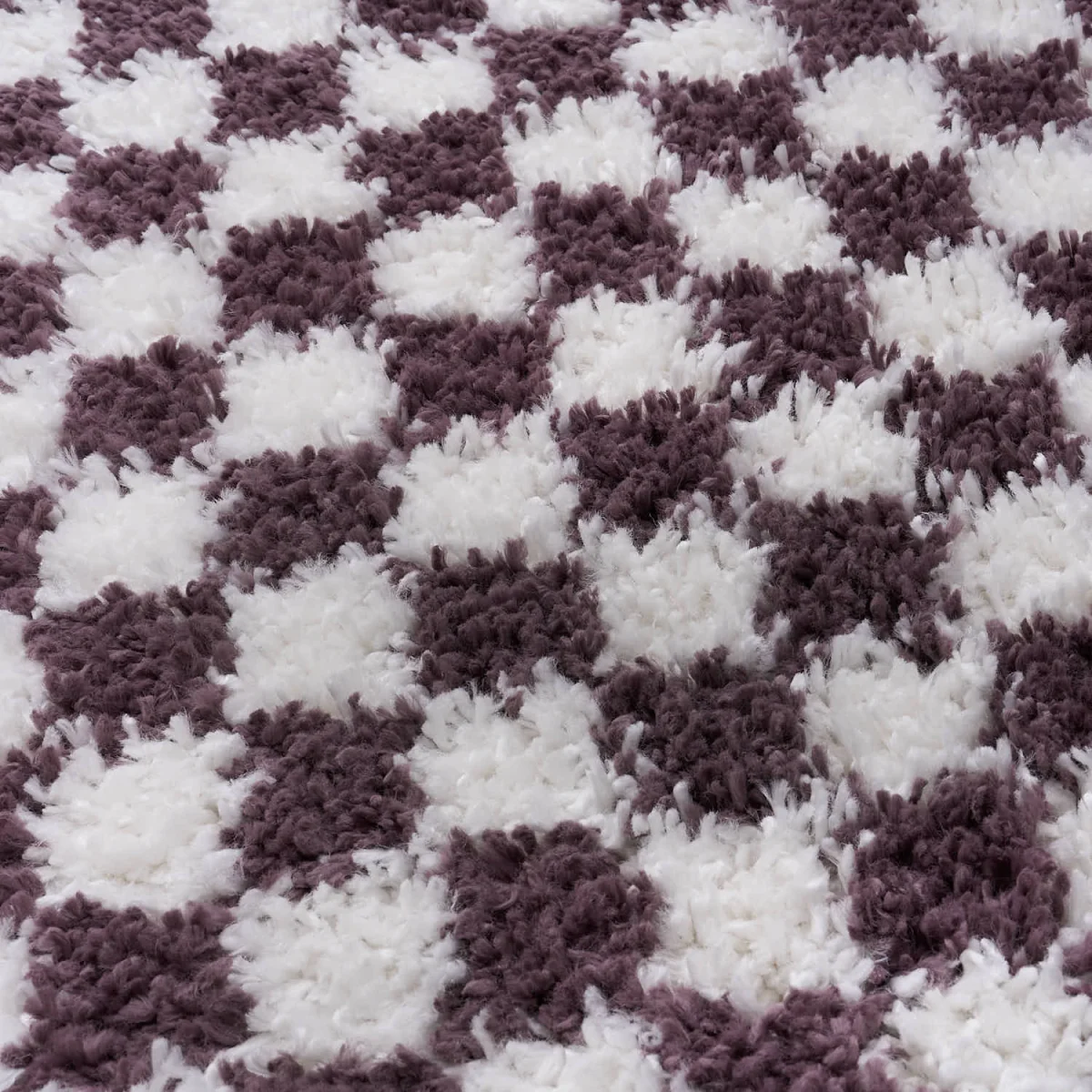 The Rugs Moodi Checkerboard Design Patterned Shaggy Rug - Purple / 170cm – image 2