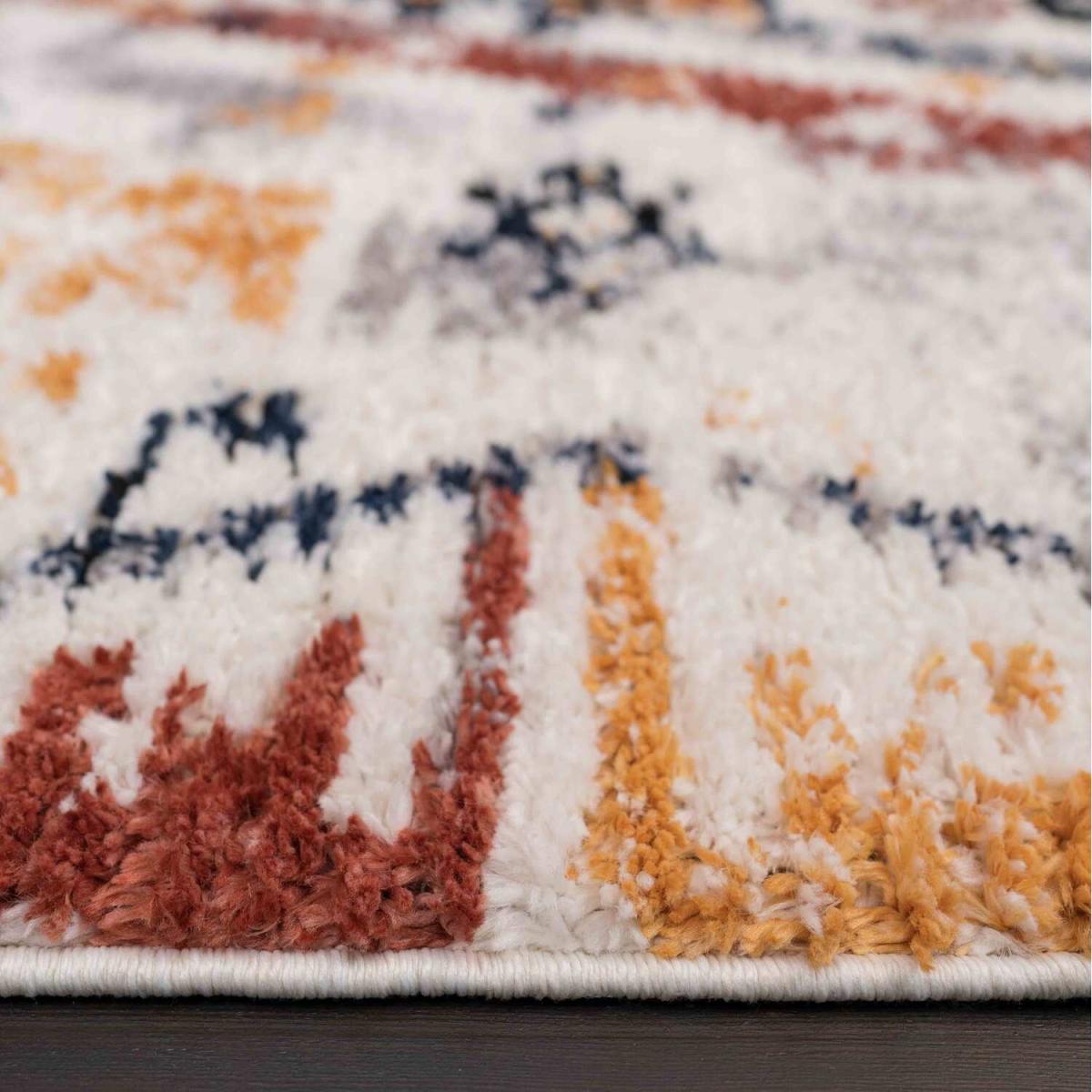 Cream Navy Terracotta Multicolour Aztec Tribal Shaggy Tassel Fringed Area Rug - Multicolour / 240cm – image 2