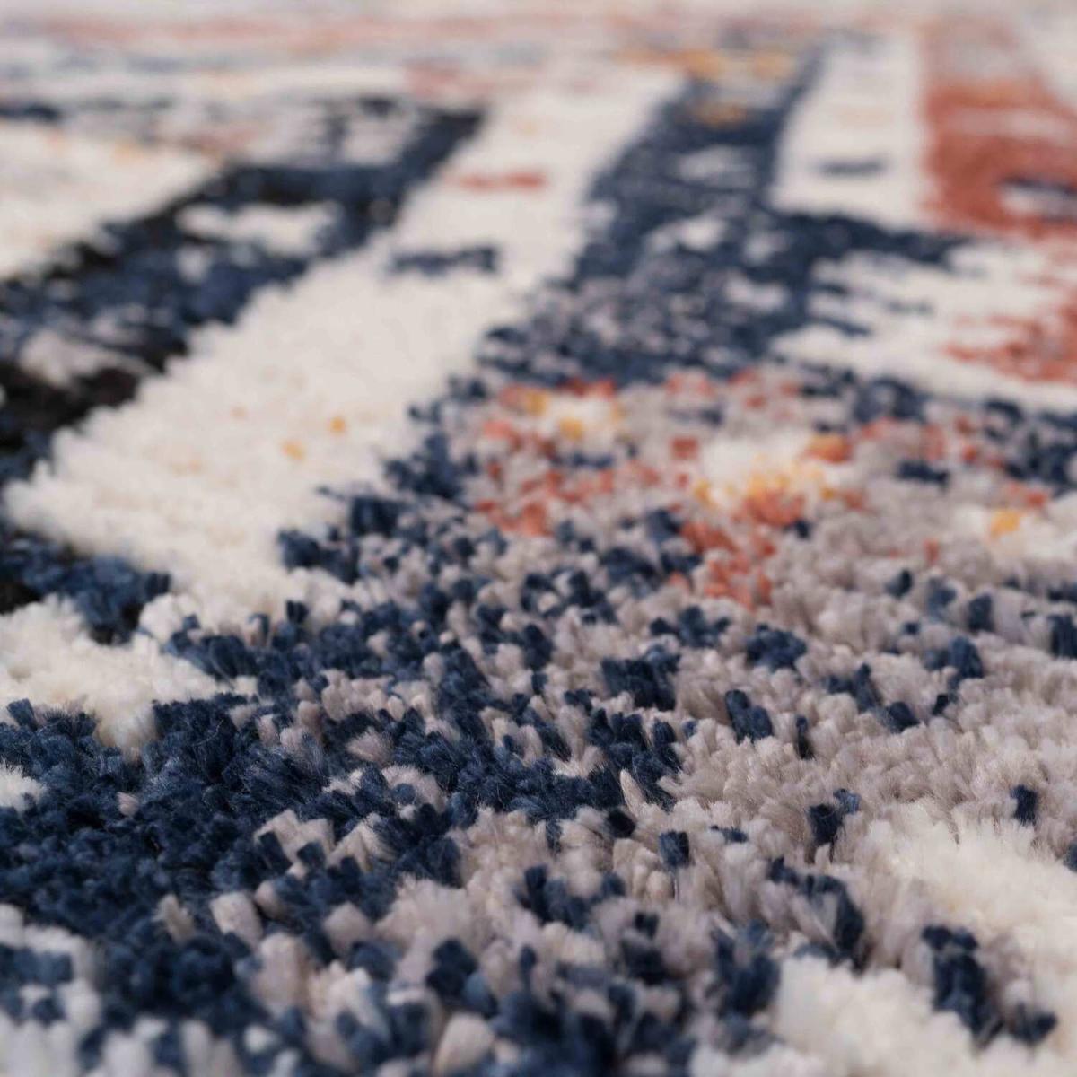 Cream Navy Terracotta Multicolour Aztec Tribal Shaggy Tassel Fringed Area Rug - Multicolour / 240cm – image 4