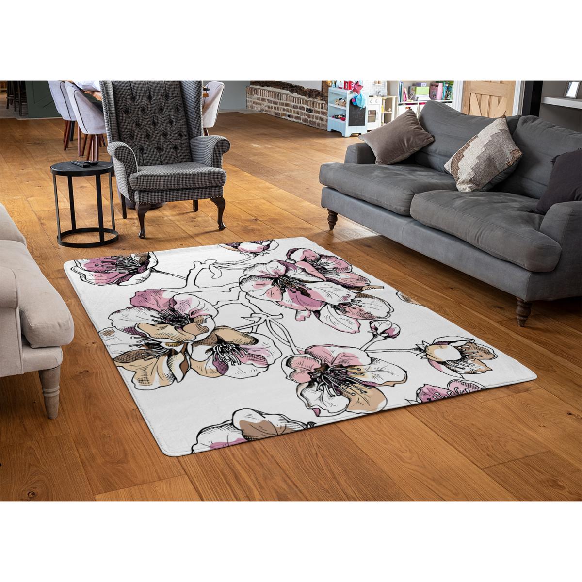 Flower Illustration Designer Rug - Pink / 150cm – image 2