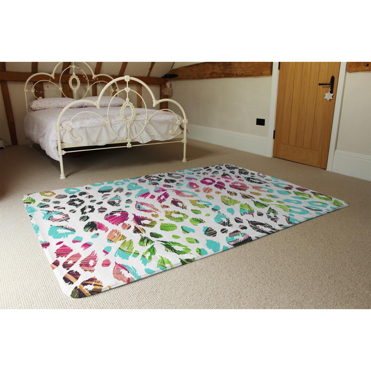 Multi Coloured Leopard Spots Rug - Blue / 110cm – image 3