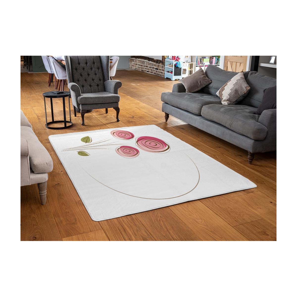 Rose Drawing Designer Rug - White / 110cm – image 1