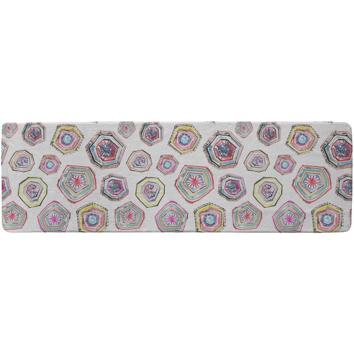 Hand Painted Multicolor Watercolor Geometrical Pattern Runner Rug - Pink – image 2