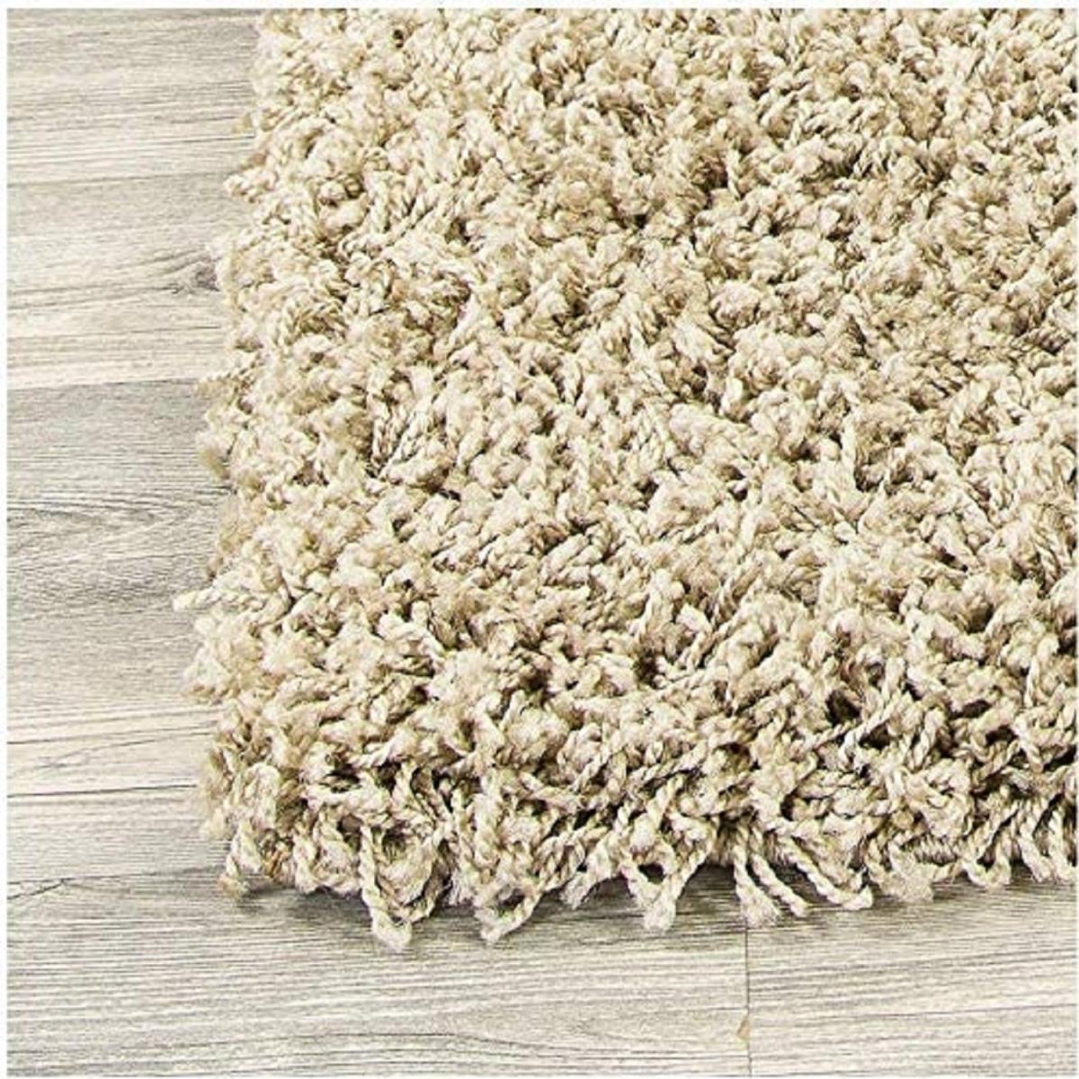 Abaseen Light Beige Shaggy Rug Rectangular Soft Touch Thick Pile - Light Beige / 170cm – image 3