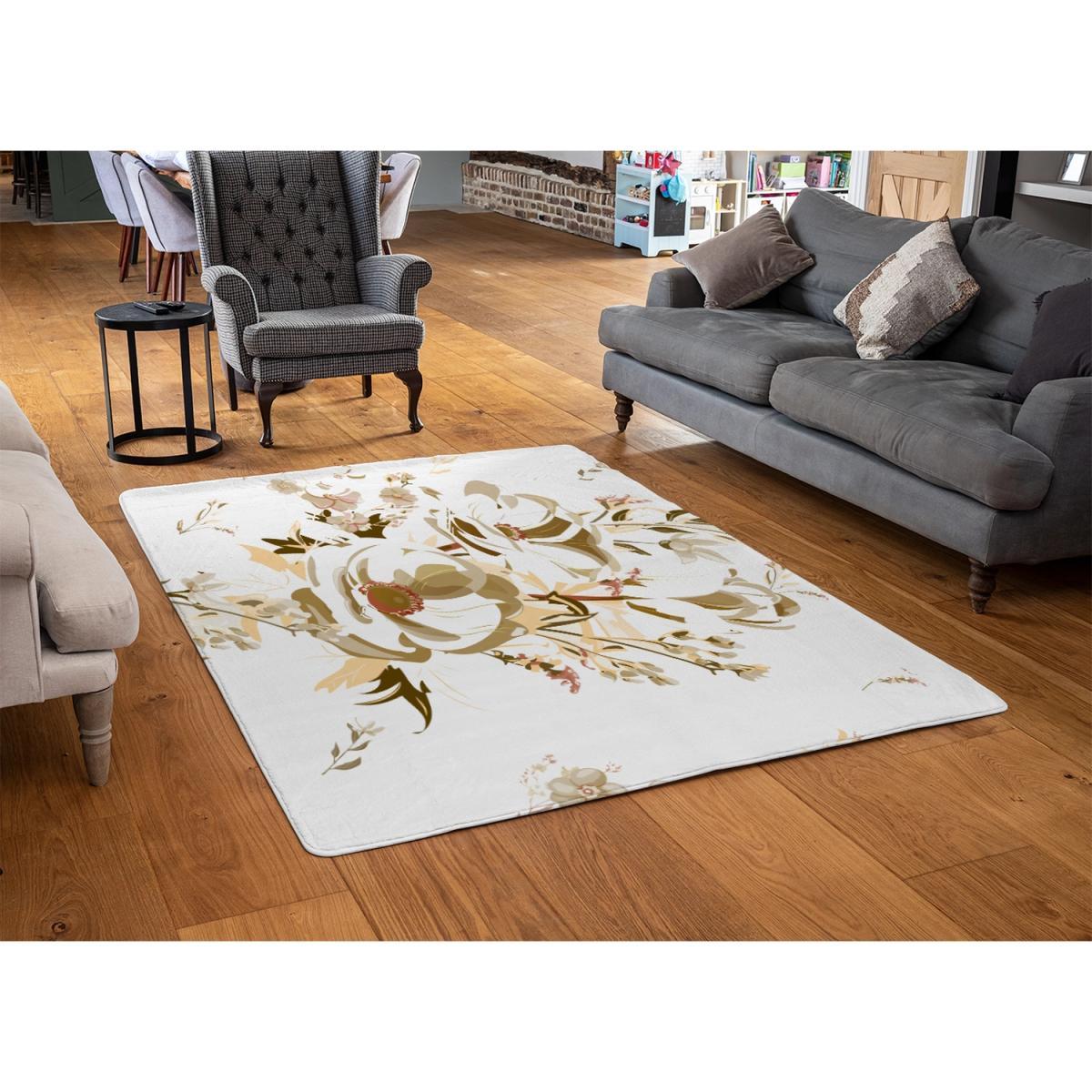Golden Flower Print Designer Rug - Yellow / 200cm – image 2