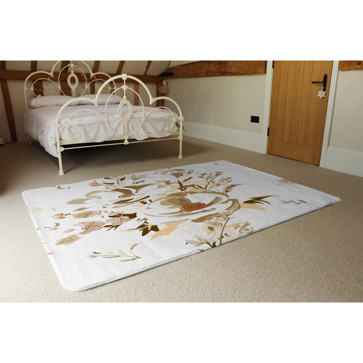 Golden Flower Print Designer Rug - Yellow / 200cm – image 3
