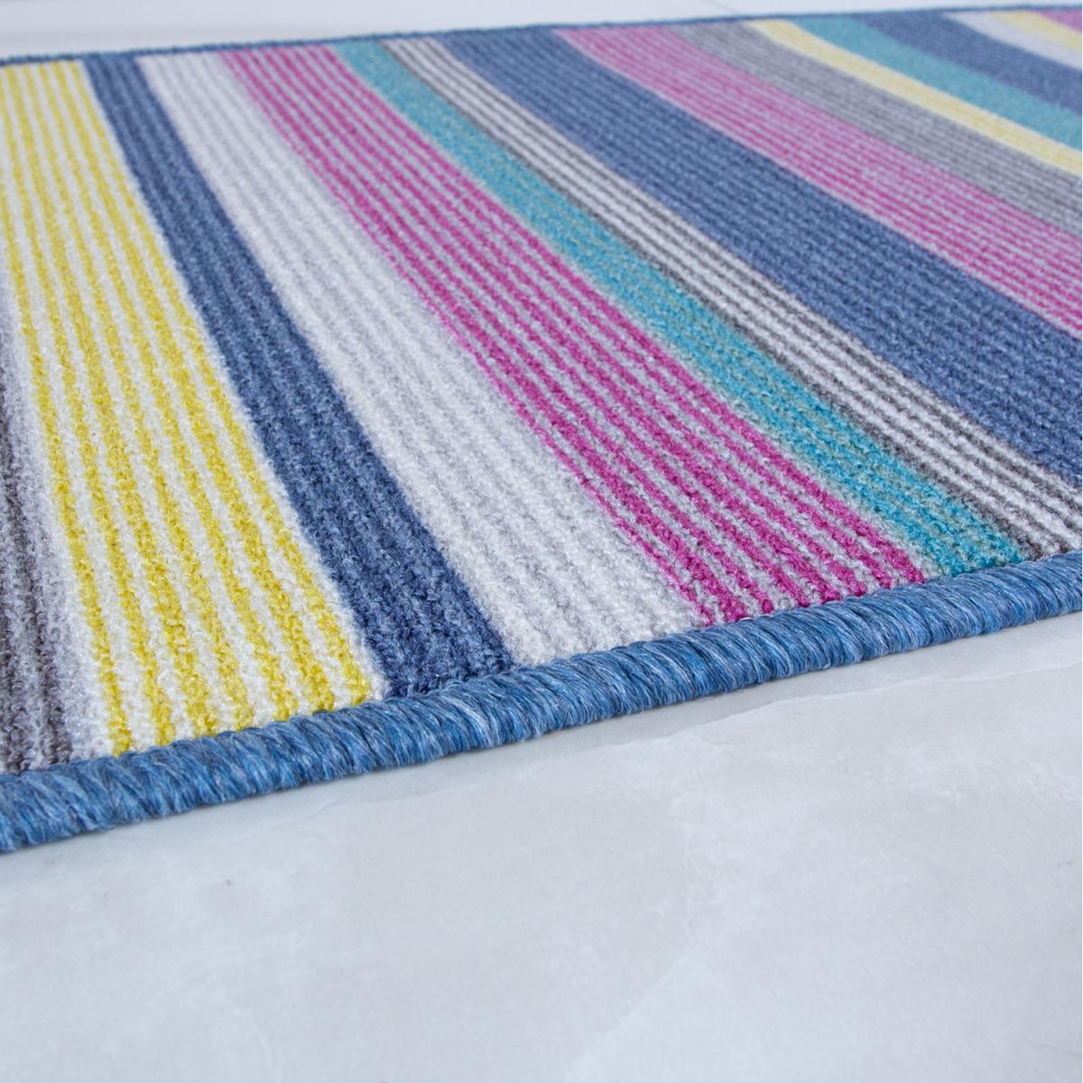 Fun Multicolour Striped Non Slip Washable Kitchen Utility Mat - Multicolour / 160 x 120cm – image 2