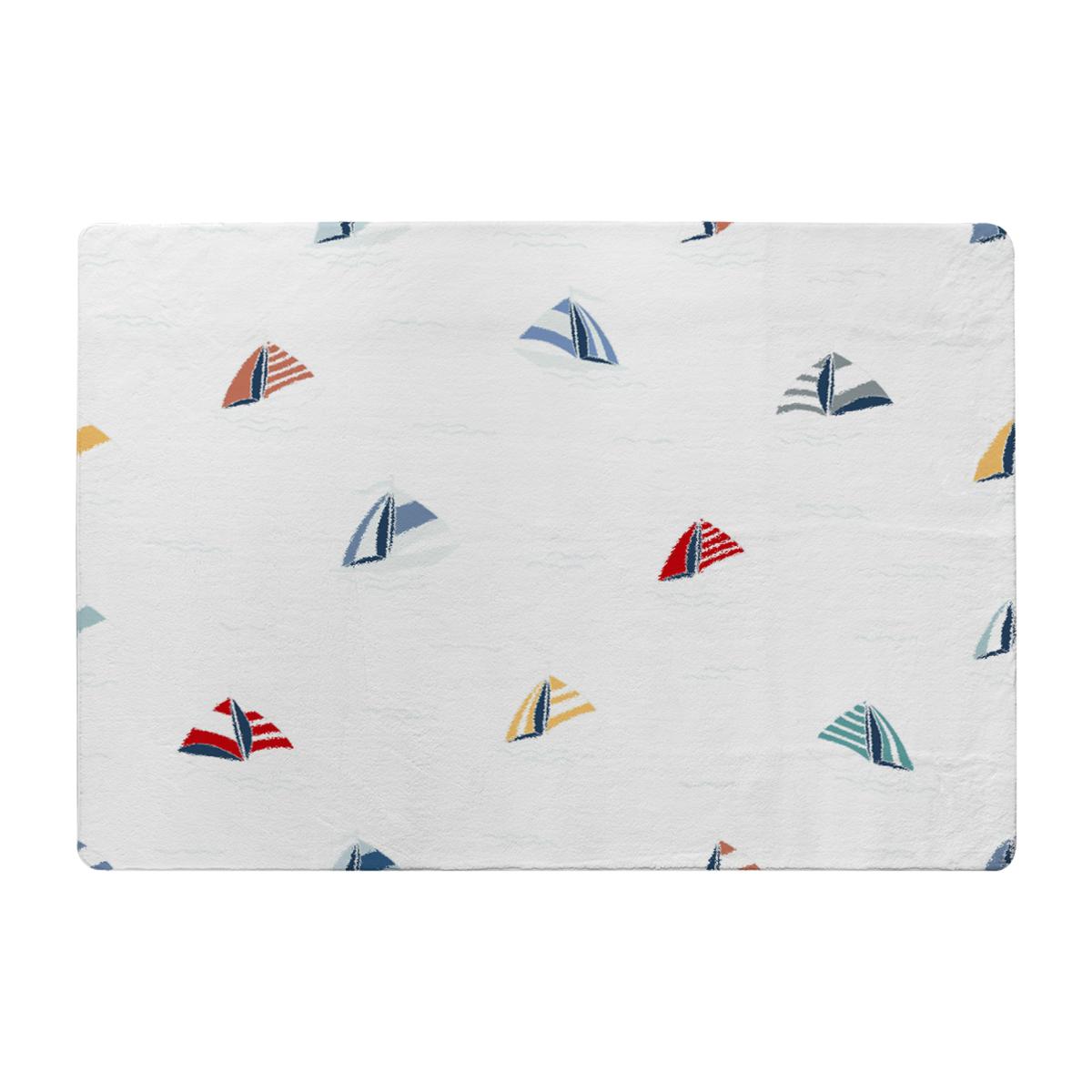 Striped Sailboats Rug - White / 110cm – image 1
