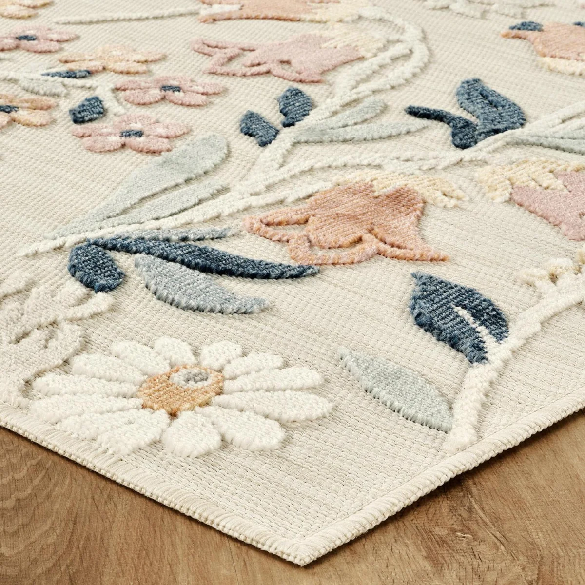 Gardenia Daisy Indoor Outdoor Low Pile Area Rug Floral Design - Cream / 80cm – image 7