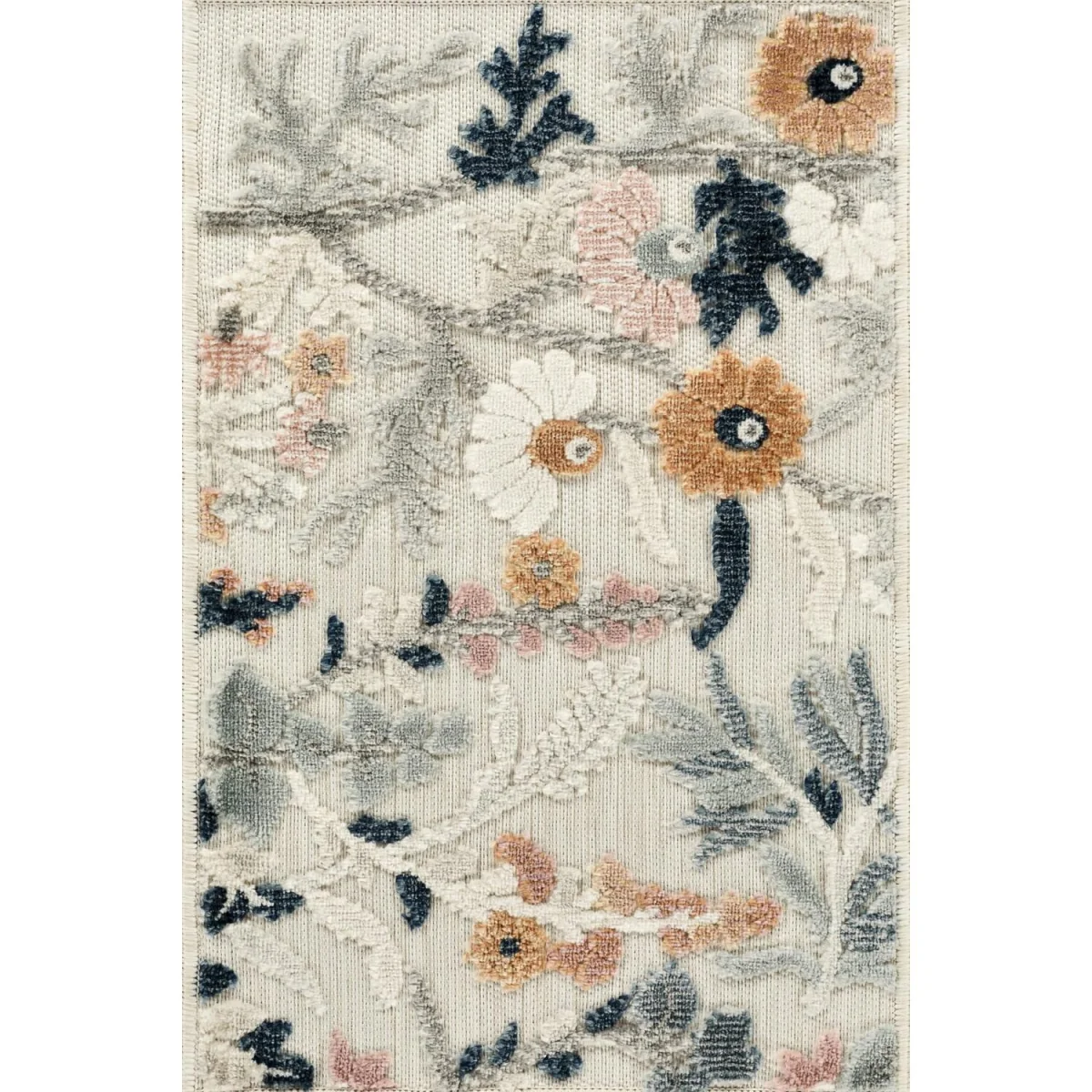Gardenia Daisy Indoor Outdoor Low Pile Area Rug Floral Design - Cream / 80cm – image 9