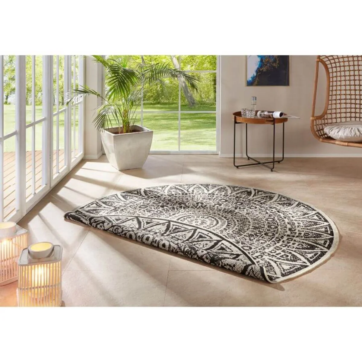 Lilja Vintage Indoor & Outdoor Round Rug Grey - Black / 200.0cm – image 2