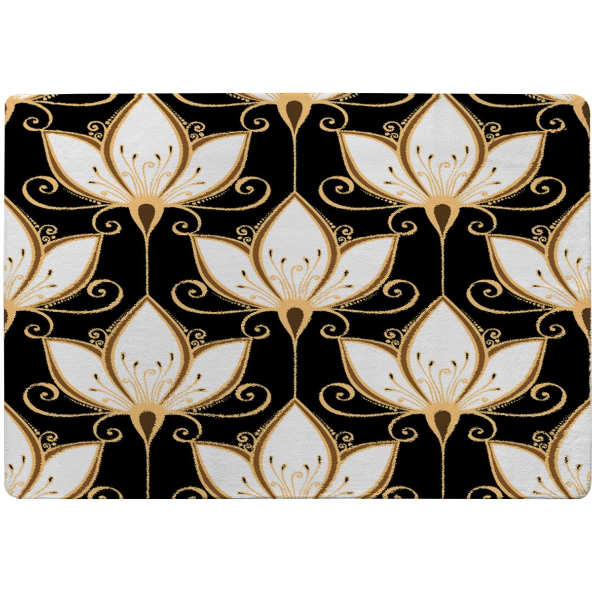 Black Gold Floral Pattern Rug - Gold / 230cm – image 2