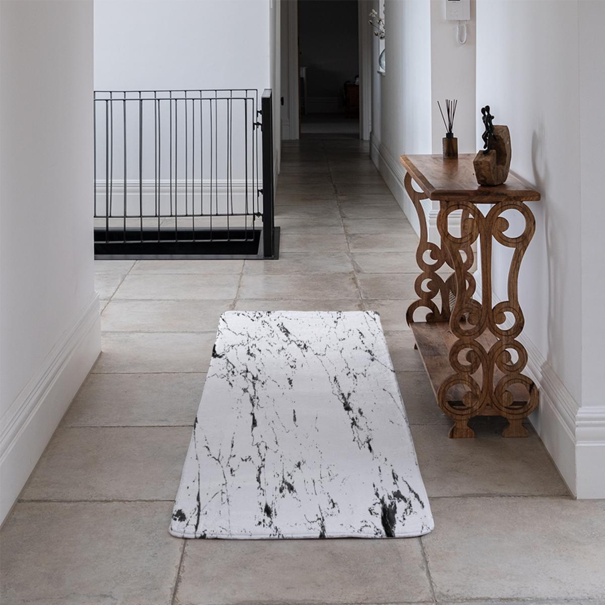 Thin Black Marble Runner Rug - Black – image 4