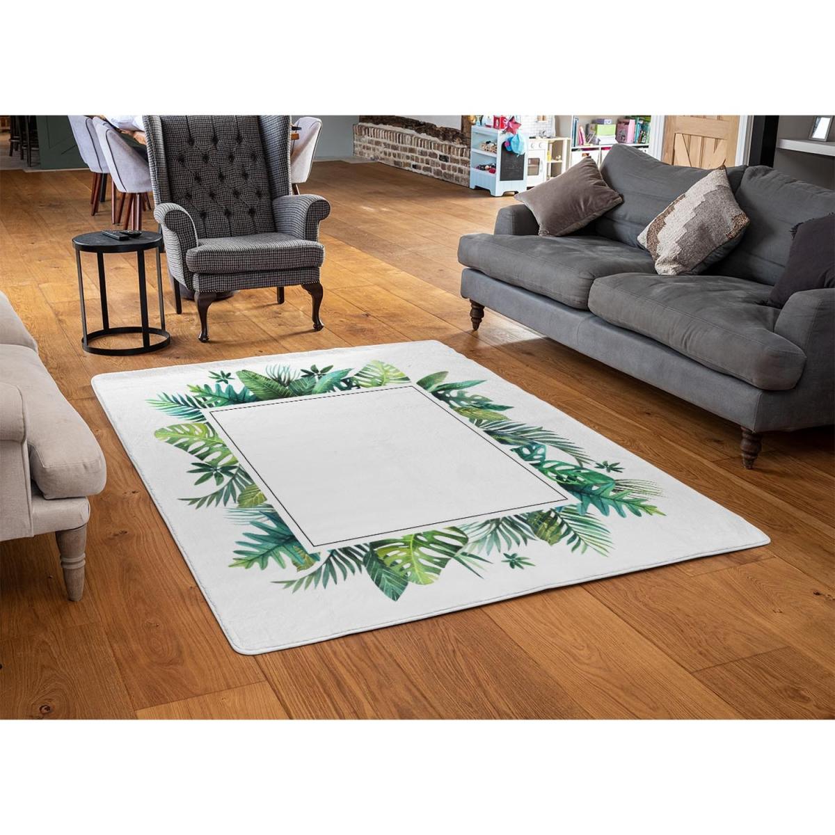 Square Botanical Border Designer Rug - Green / 200cm – image 2