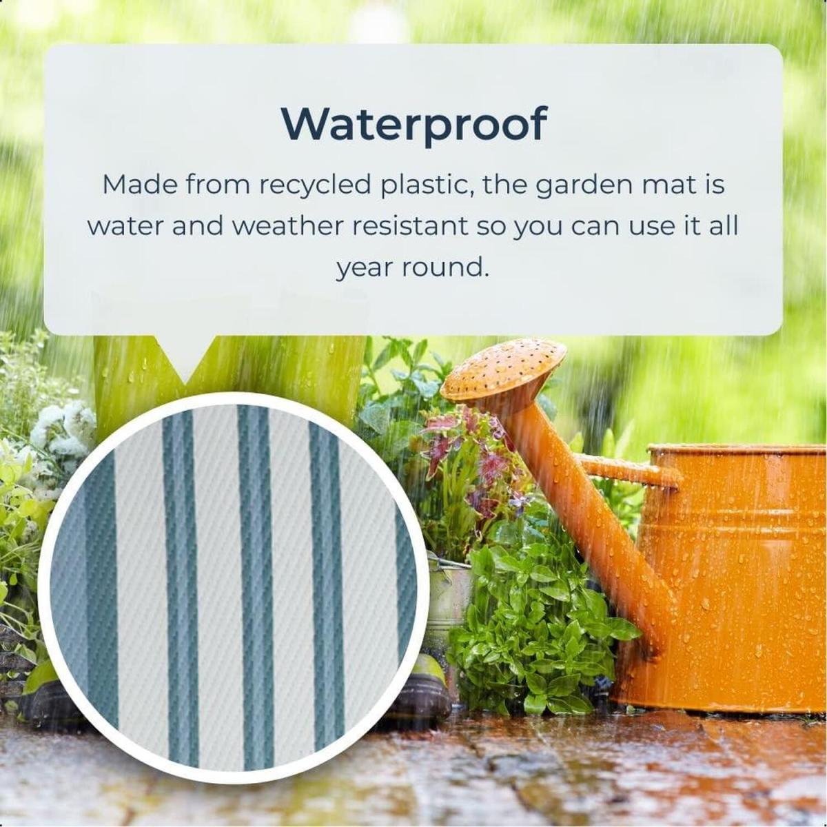 Blue and White Nautical Stripes Outdoor Camping Rug Mat - Blue and White – image 2