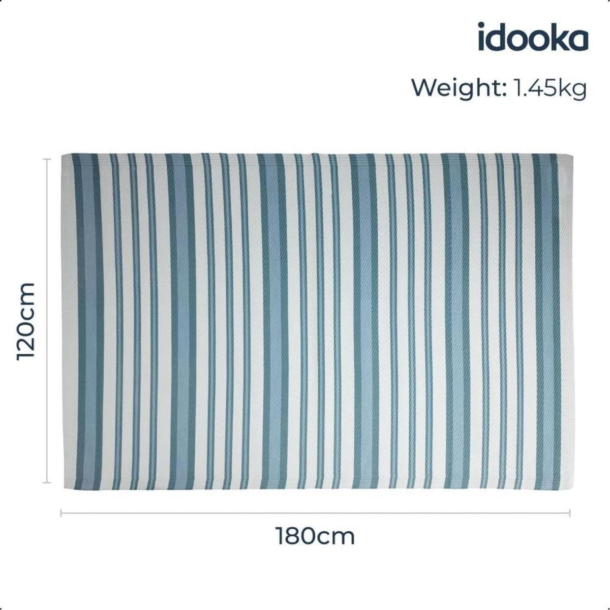 Blue and White Nautical Stripes Outdoor Camping Rug Mat - Blue and White – image 6