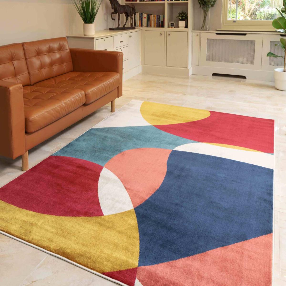 Multicoloured Retro Living Room Rug - Bergen - Multi