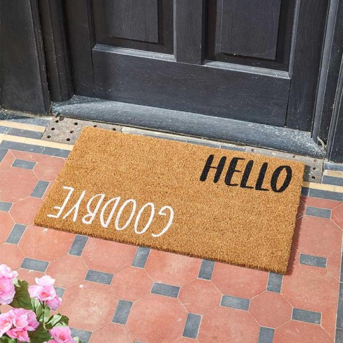 Hello And Goodbye Coir Mat - Brown