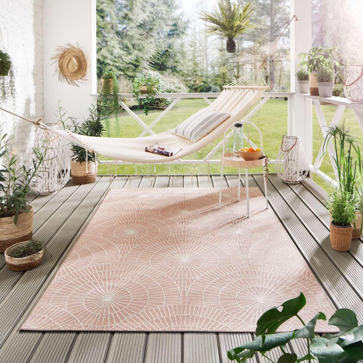 Nyland Circles Indoor Outdoor Rug Colour Dusty Pink - Dusty Pink / 170cm / 3.14kg – image 1
