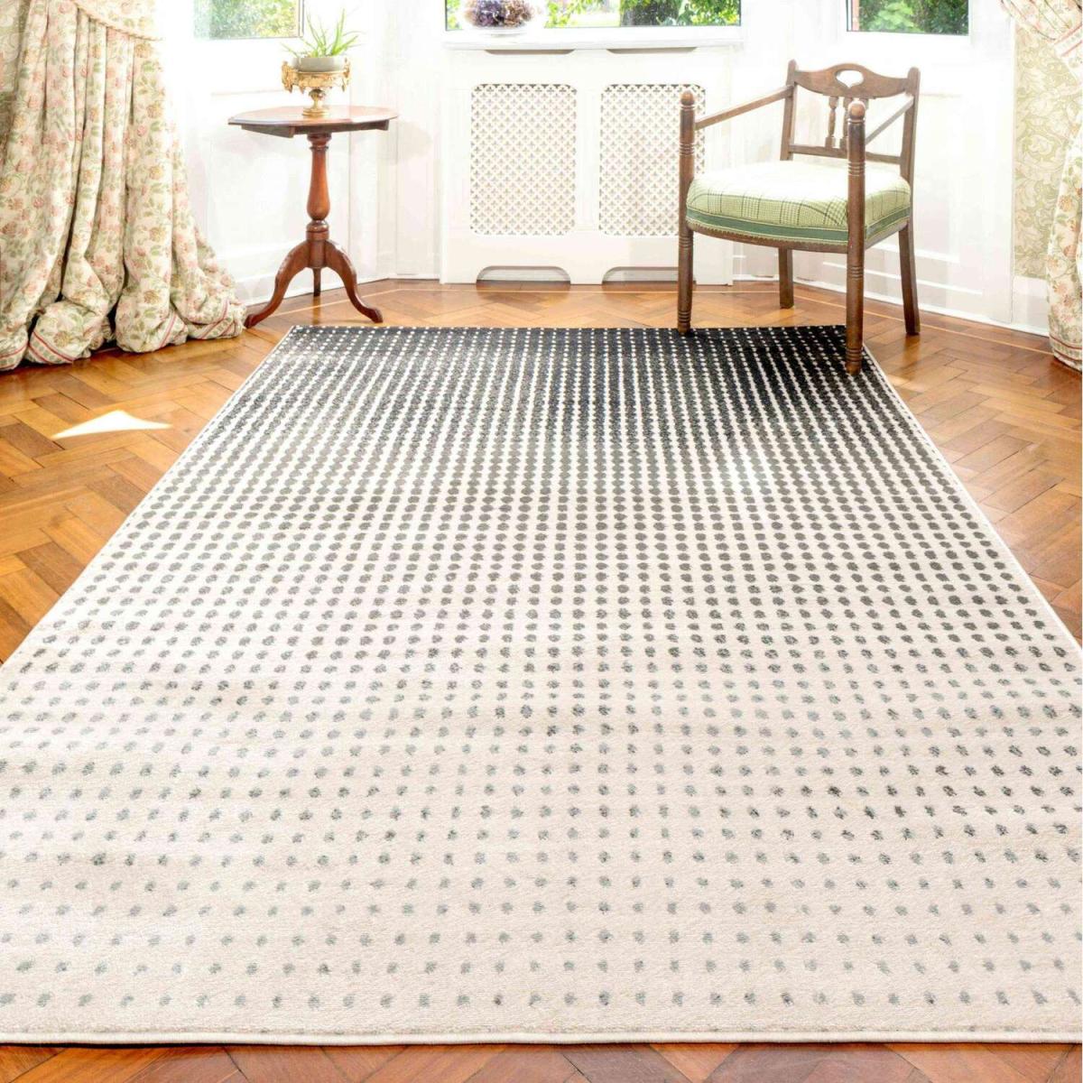 Modern Grey Geometric Dots Living Room Rug - Dallas - Grey / 7kg – image 1