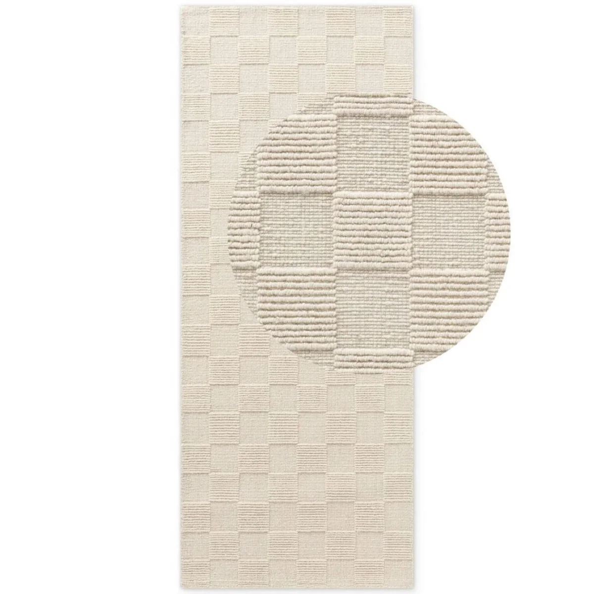 Villeroy & Boch Scala Handwoven Design Wool Checkered Rug White - White / 170.0cm / 120.0cm – image 2
