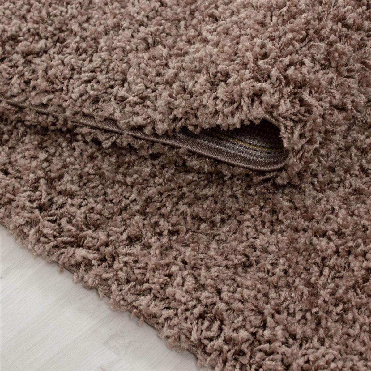 Abaseen Mocha Shaggy Rug Rectangular Soft Touch Thick Pile - Mocha / 230cm – image 3