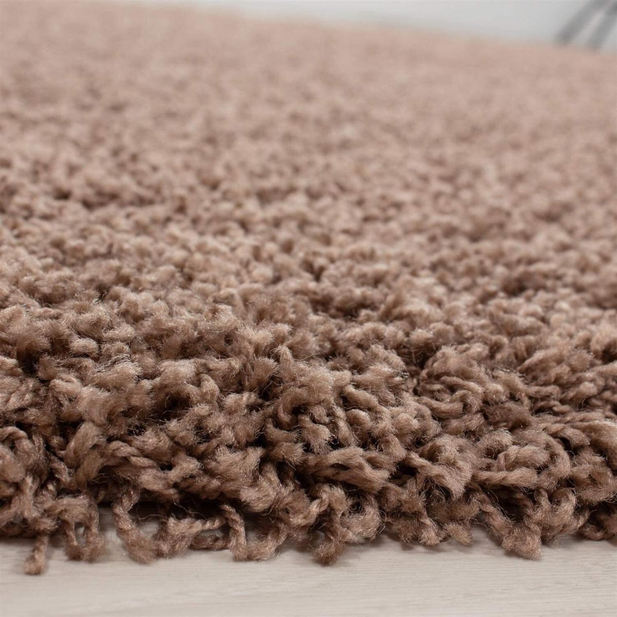 Abaseen Mocha Shaggy Rug Rectangular Soft Touch Thick Pile - Mocha / 230cm – image 4