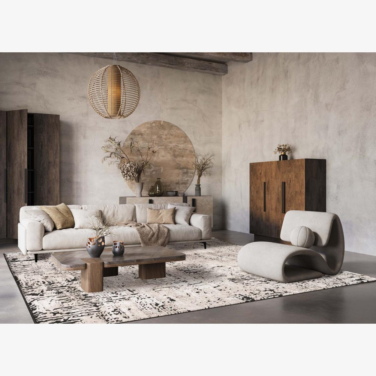Belgravia Living Room Area Rug Metallic Sheen Contemporary Illusion Design - Mocha / 290cm