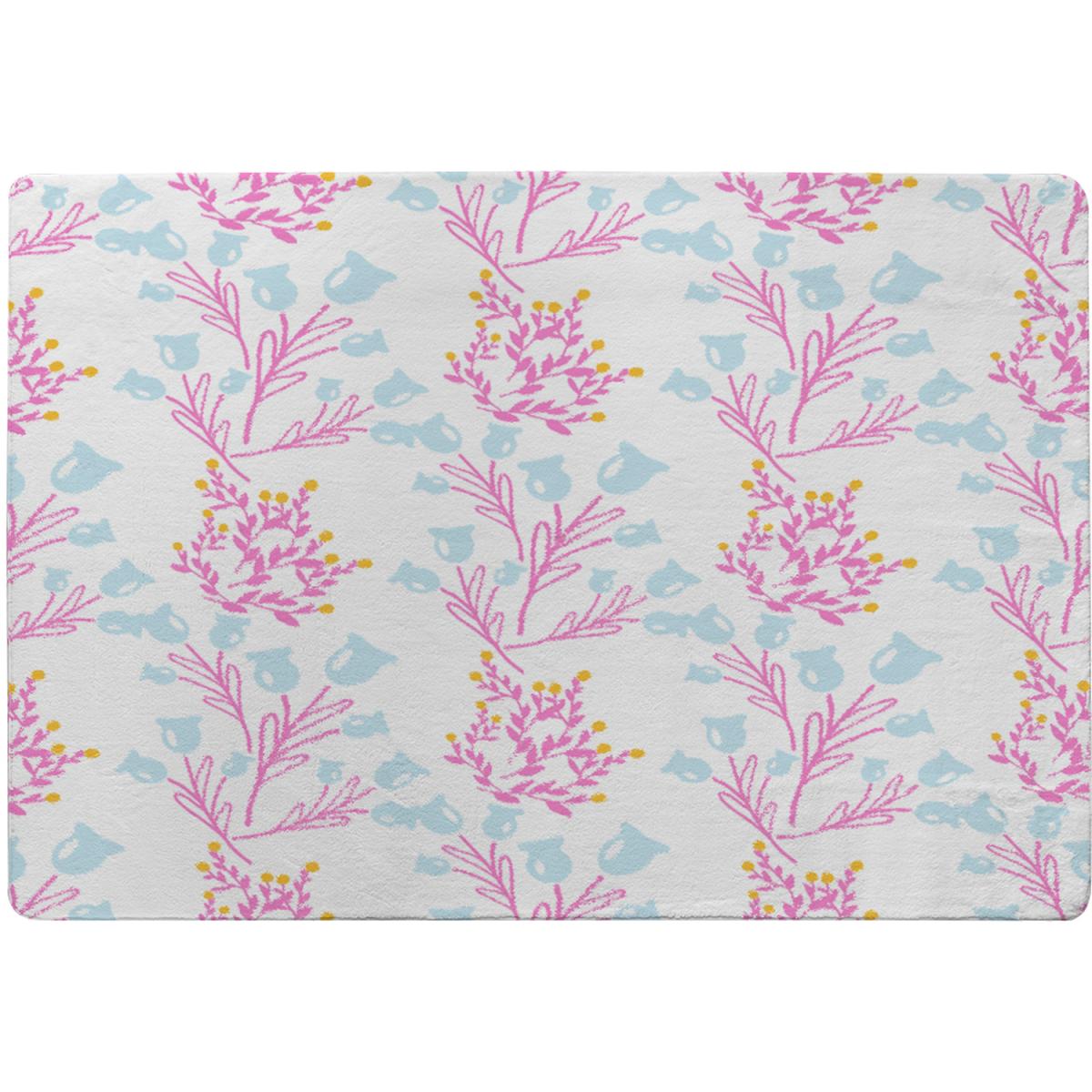 Pink  Blue Flower Design Rug - Pink / 230cm – image 2