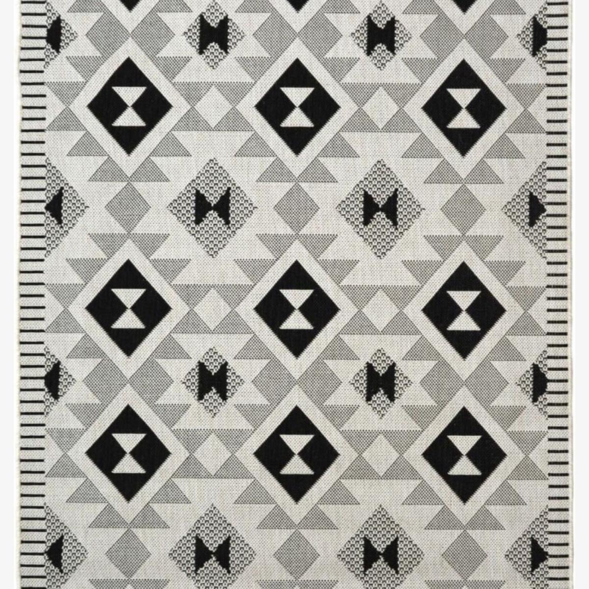 County Collection Geo Chequer IndoorOutdoor Rugs 11182A - White