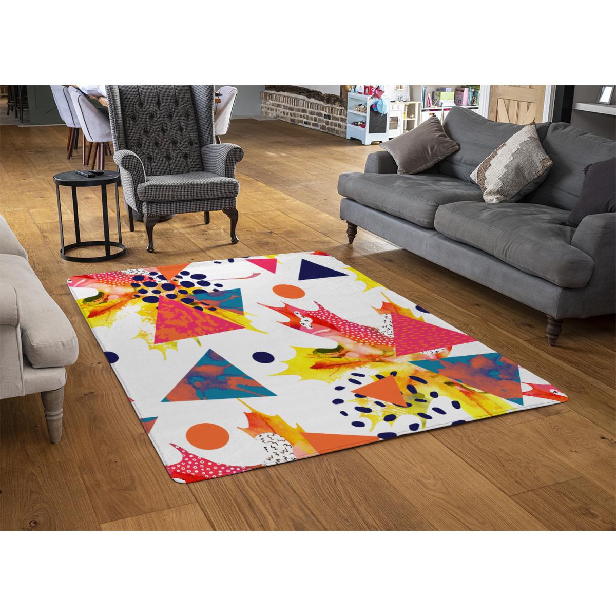 Maple Leaves  Geometric Patterns Rug - Red / 110cm – image 2
