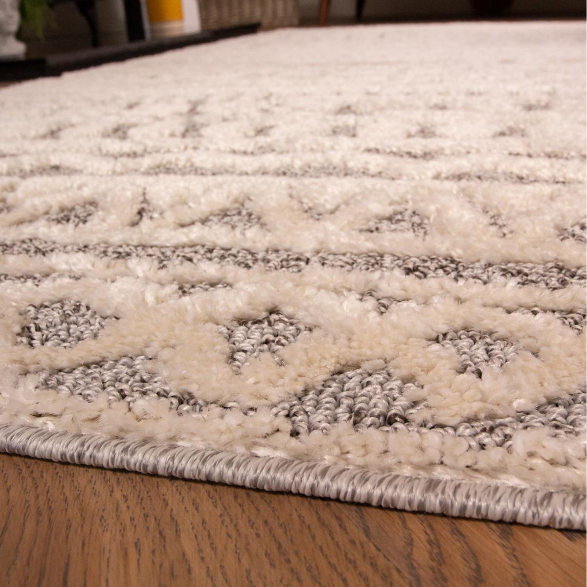 Grey White Aztec Geometric Soft Scandi Shaggy Area Rug - Grey / 230 x 160cm – image 2