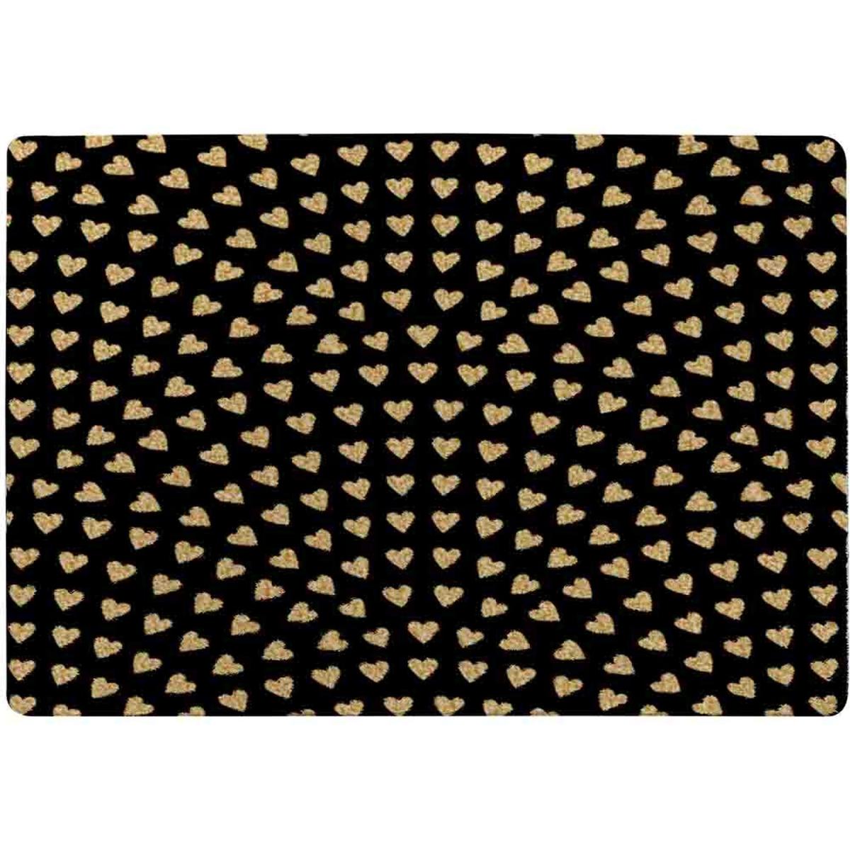Geometric Glitter Love Hearts Rug - Gold / 230cm – image 2