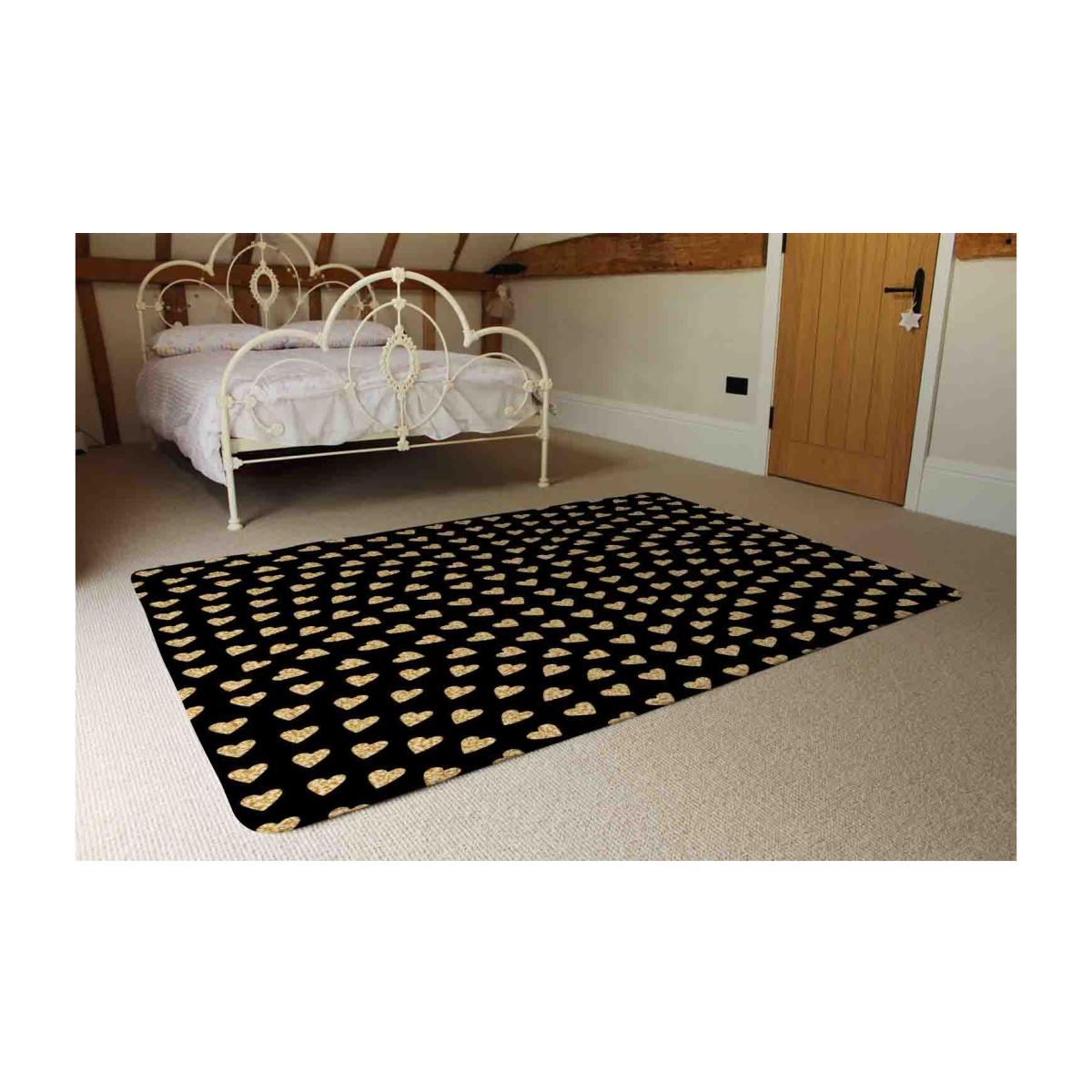 Geometric Glitter Love Hearts Rug - Gold / 230cm – image 1