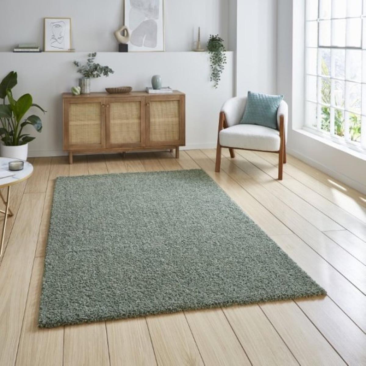 Green Washable Solid Shaggy Rug - Green / 3kg / 120x170cm – image 5