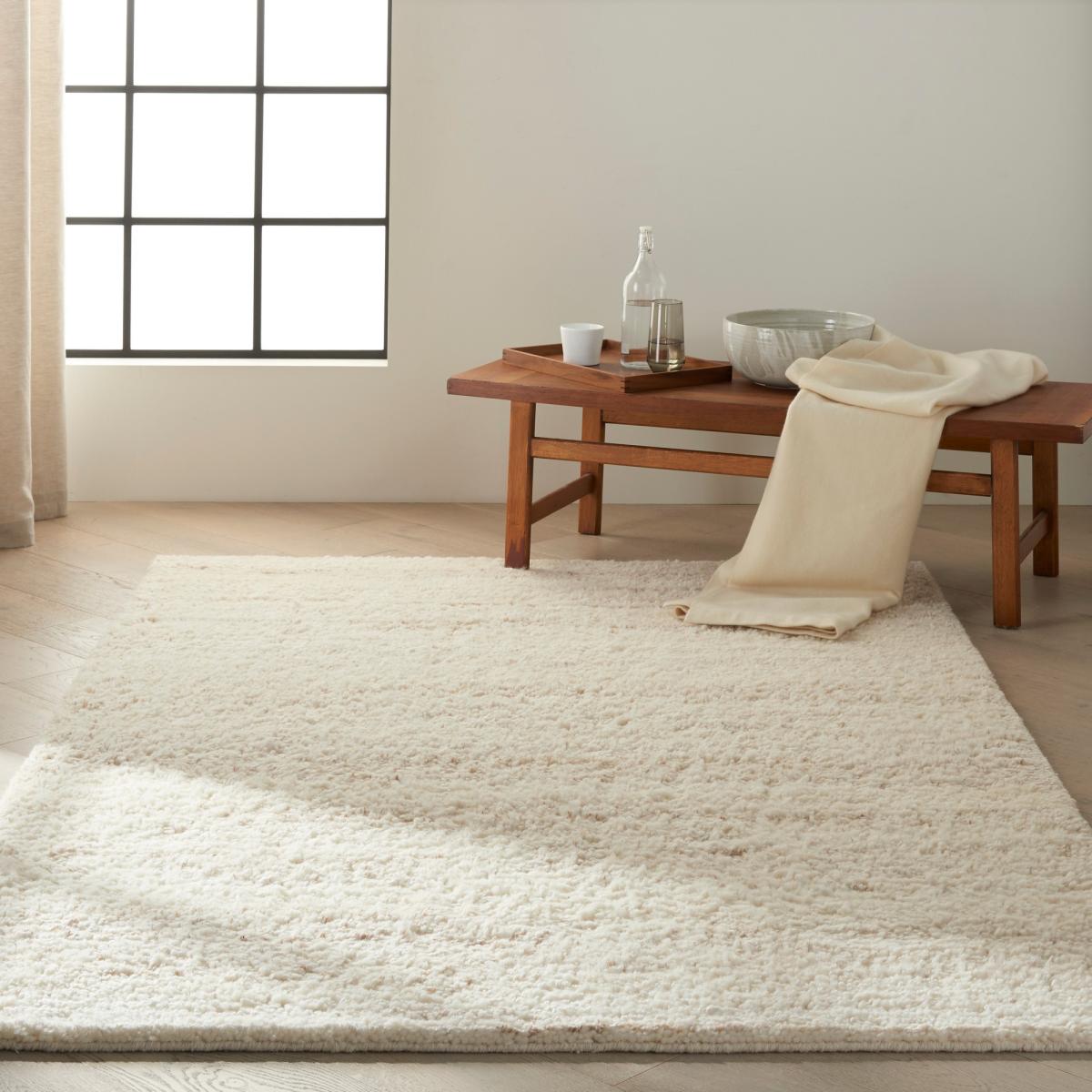 Calvin Klein Agadir Stripe Designer Wool Rugs CK930 in Beige – image 1