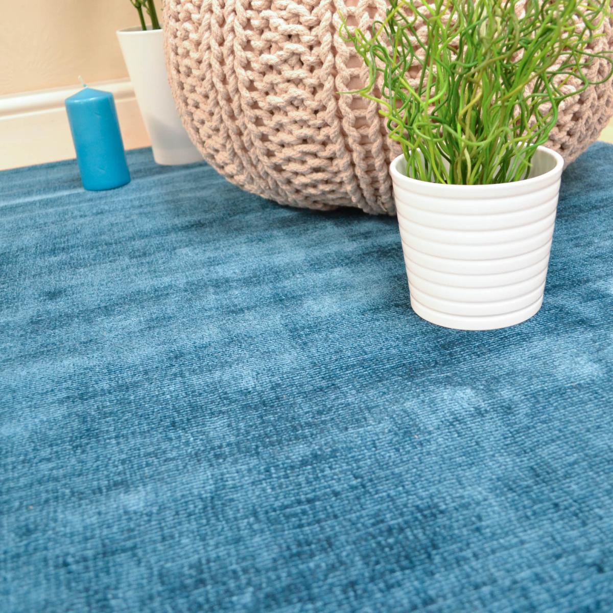 Blade Plain Rugs in Teal Blue - Silky Viscose Pile 160x230cm – image 4