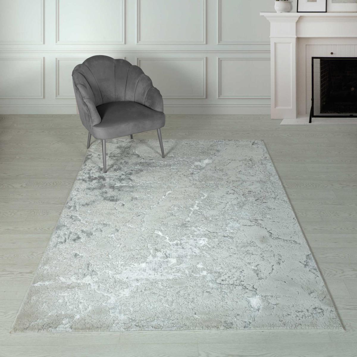 Aurora Solar AU03 Marble Rugs in Silver Grey – image 1
