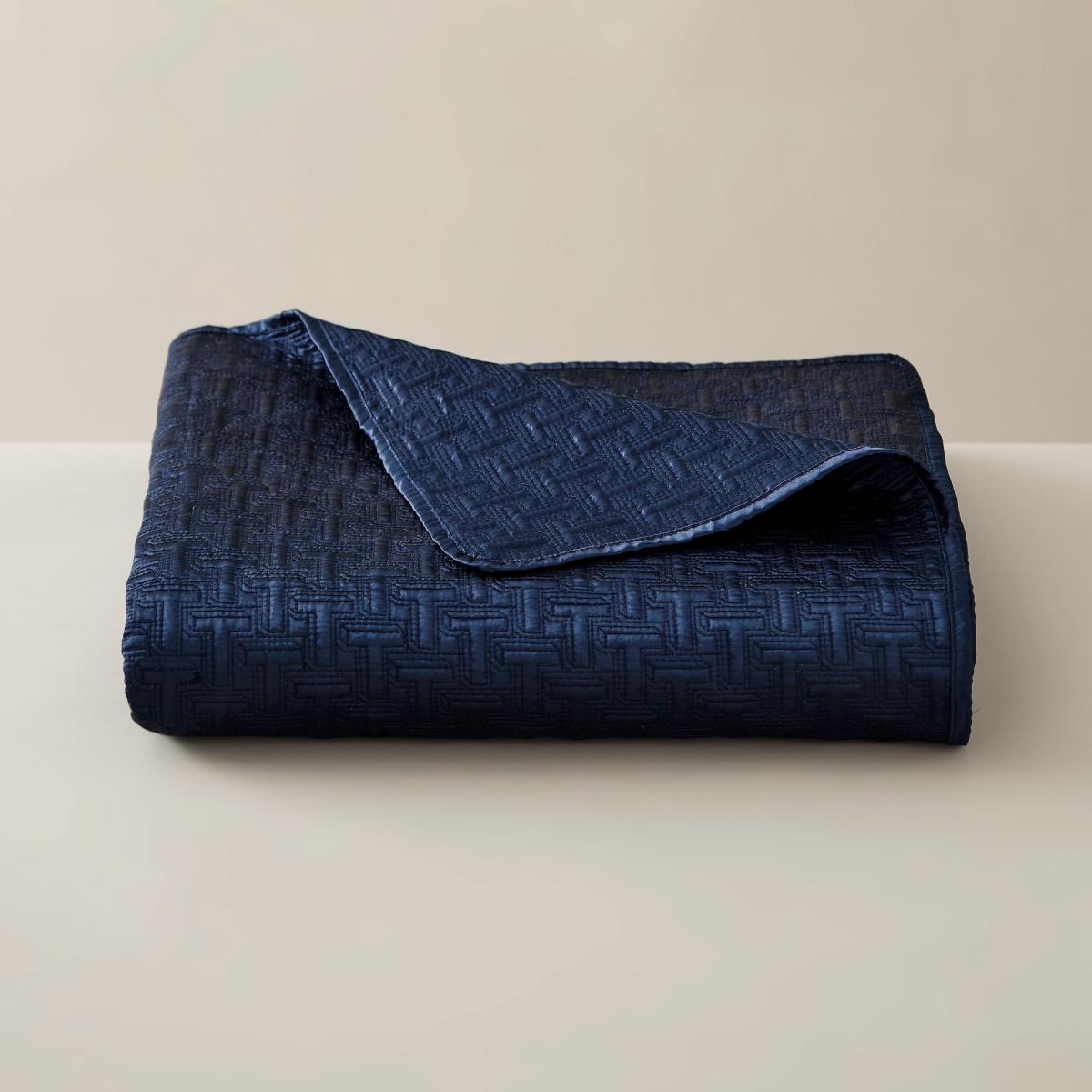 T Quilted Throw by Designer Ted Baker in Navy Blue265x250cm