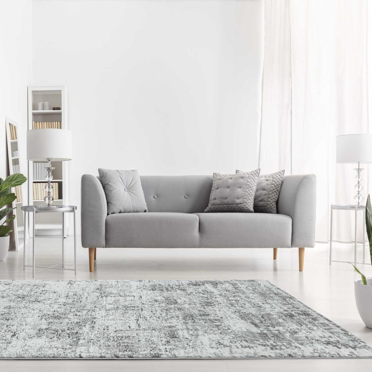 Orion Abstract Metallic Rugs in OR05 Silver Grey – image 1