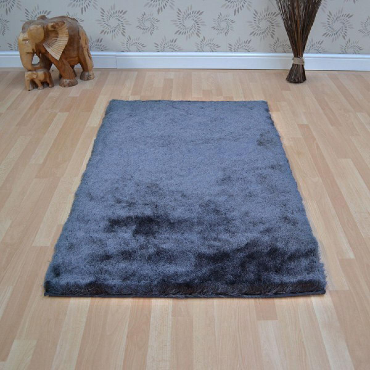 Whisper Shiney Plain Shaggy Rugs in Graphite Grey 160x230cm – image 3