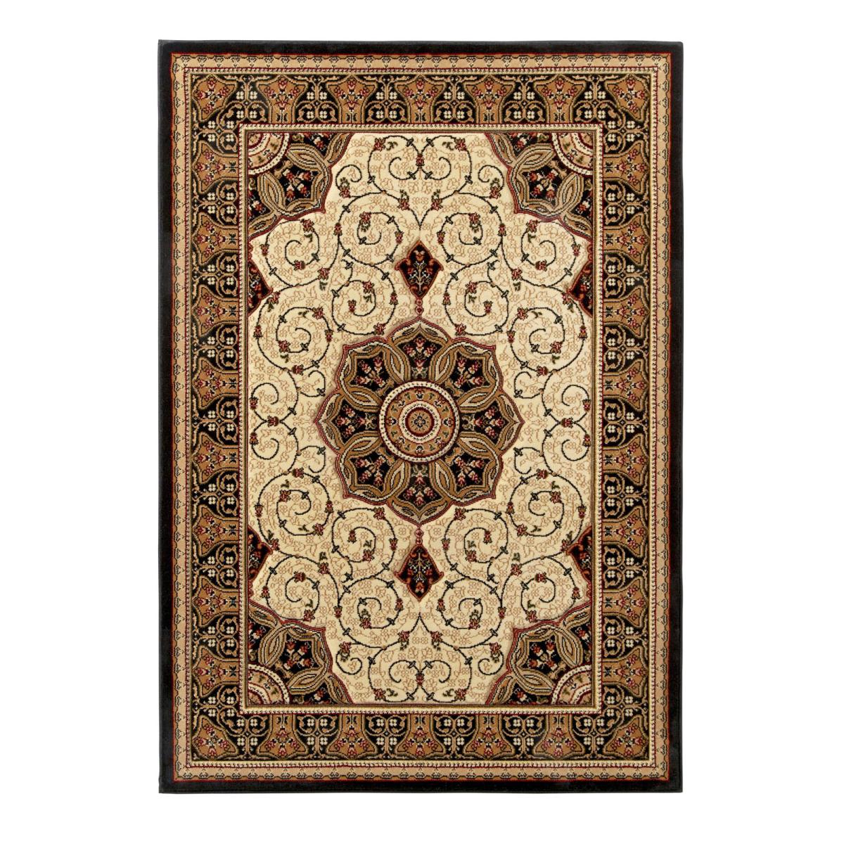 Heritage 4400 Traditional Medallion Rugs in Black Cream 200x290cm – image 3